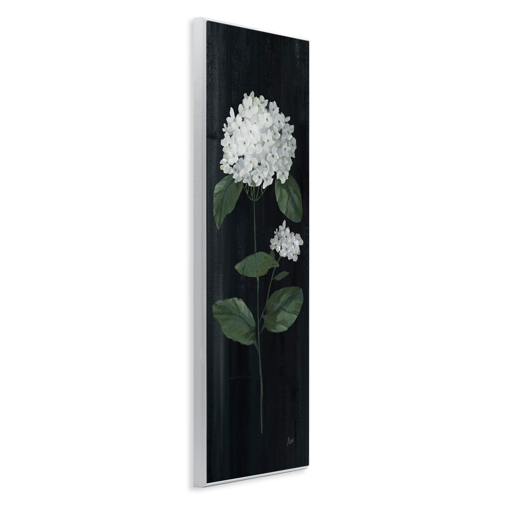Stupell Industries Hydrangea Flower Blossom Distressed Dark Background Painting Unframed Art Print Wall Art, Design by Nan