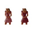 thumbnail image 1 of (2-Pack) Rinsvye Womens Casual Ruffled Heart Neck Print Dress Women Clothing Summer Party Dress, 1 of 7
