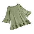 thumbnail image 5 of Mittory Women's Peplum Tops 3/4 Lantern Sleeve Crewneck Loose Babydoll Shirt Blouse, 5 of 7