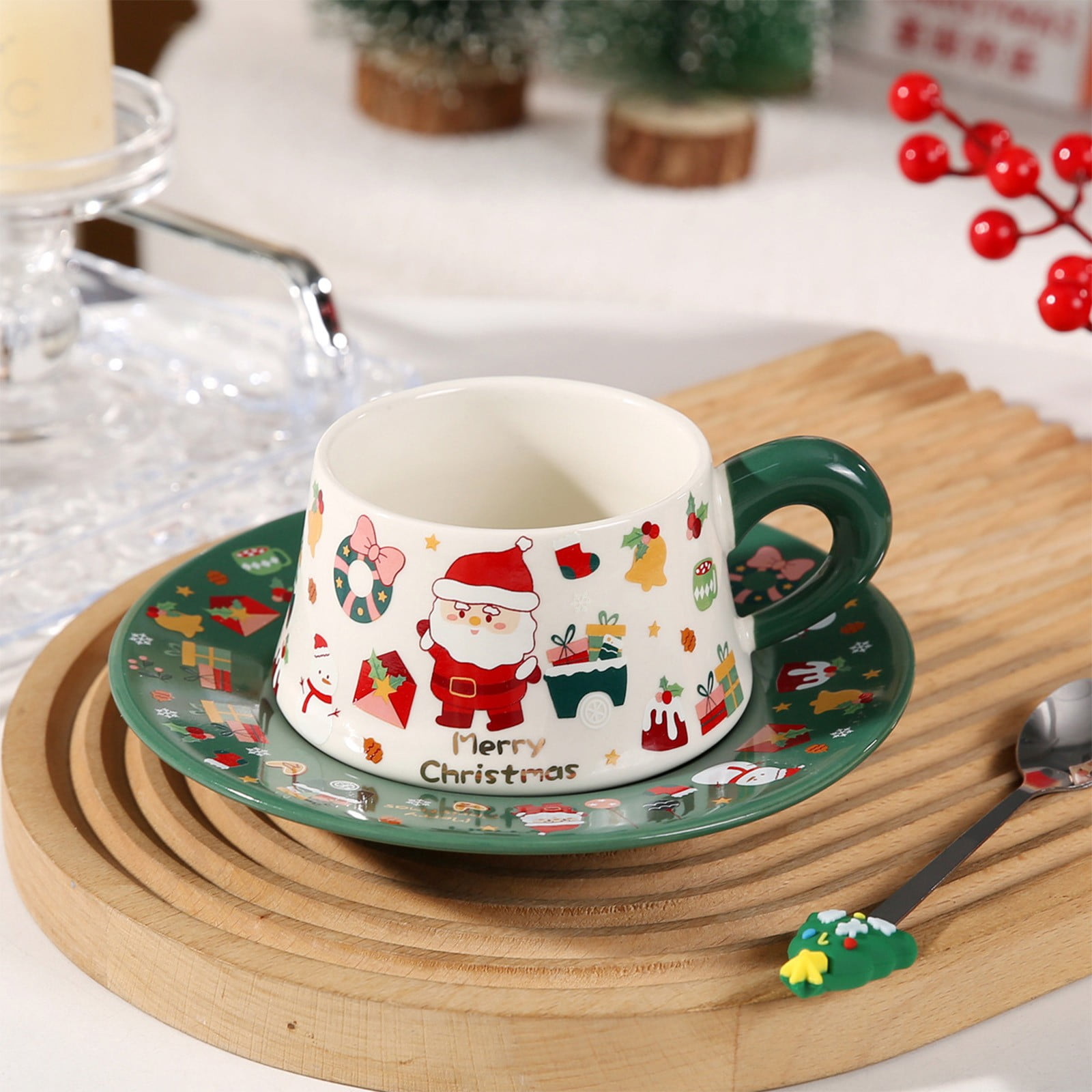 Wuztai Deals 90% off Ins Christmas Ceramic Coffee Cup Border