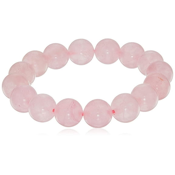 LTC Designs Smooth Round 12mm Rose Quartz Stretch Bracelet, 8" for Unisex Adults