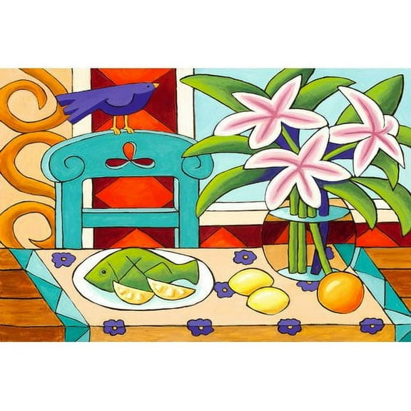 "Lillies on the Watch" Painting Print on Wrapped Canvas