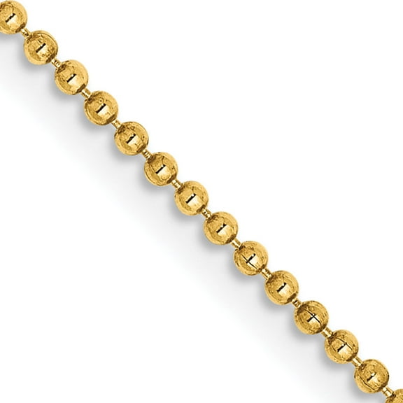 14K Yellow Gold 1.2mm D/C Beaded Pendant Chain (24 X 1.2) Made In South Africa pen247-24