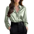 thumbnail image 4 of Admvng Women's Satin Work Shirt Long Sleeve Button Down Blouse for Office Formal Wear, 4 of 6