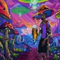 thumbnail image 5 of JEUXUS Shower Curtain Alien Cool Alien Fantasy Mushroom Multiple Sizes White, 5 of 7