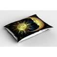 thumbnail image 2 of Ambesonne Astrology Pillow Sham 2 Pack, Moon and Sun, 26"x20", Petrol Blue Yellow, 2 of 3