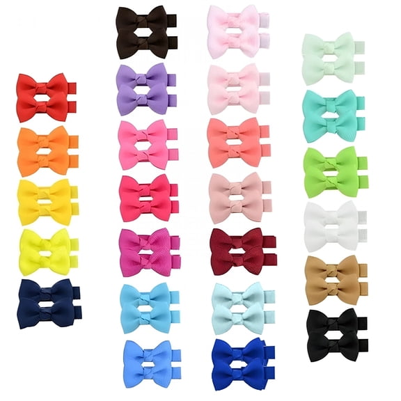TUWAFE 50 PCS Baby Hair Clips Fully Lined Tiny 2" Hair Bows for Toddler Girls