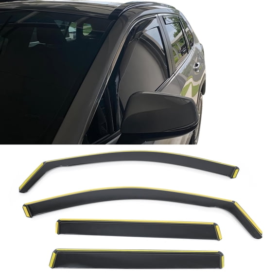 Ikon Motorsports In-Channel Window Visors Deflectors for 2019-2025 Toyota RAV4, Black PC Polycarbonate 4PCS Rain Guards