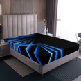 thumbnail image 3 of Erosebridal Futuristic Abstract Fitted Sheet Full, Gradient Geometric Bedding Set Full Size, Hippie Striped Decor（No Top Sheet）, 3 of 6