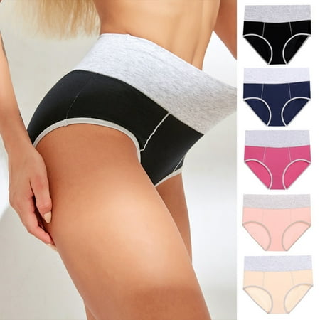 

rygai Soft Briefs Plus Size Lift Butt Contrast Color Panties for Daily Life Purplish Red M