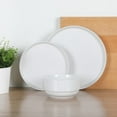 thumbnail image 2 of Gibson Home Rothernberg Stackable 18 Piece, Service for 6, White Porcelain Plates and Bowls Set, 2 of 5