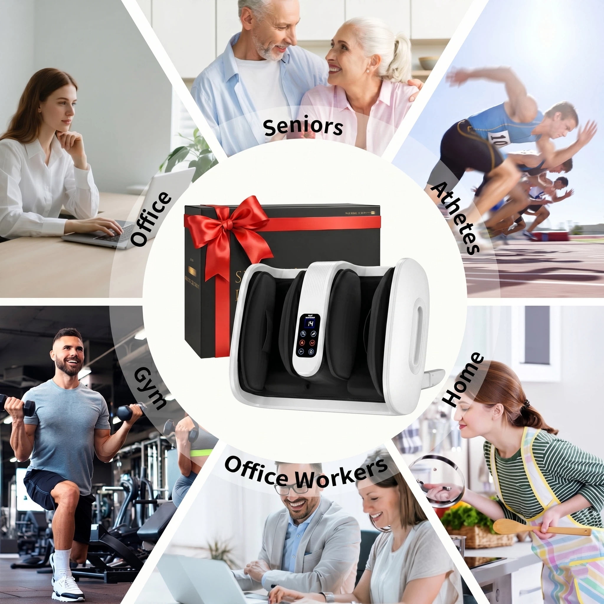 Foot Massager with Heat, Shiatsu Foot Massager Machine with Compression, Deep Kneading Calf for Feet and Ankle, Men, Women, Home and Office
