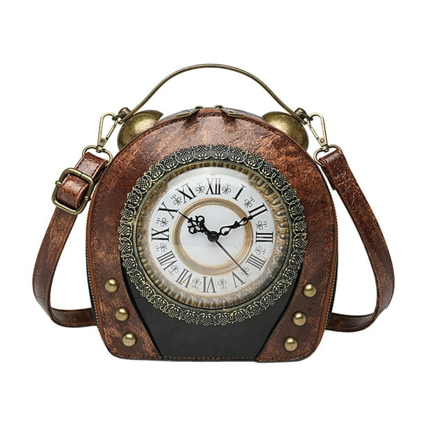 Bolso de hombro para mujer, regalo para mamá, novia, bolso de mano con reloj para ir al trabajo. Marrón
