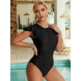 thumbnail image 5 of ALove One Piece Back Zipper Swimsuit Women's Short Sleeve Surfing Rushguard Sun Protection, 5 of 7