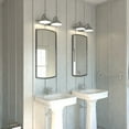 thumbnail image 6 of Akron 18-in Satin Nickel Farmhouse Barn Wall Sconce, 2 Light Bathroom Vanity Fixture, Metal Shade, White Interior, 6 of 10