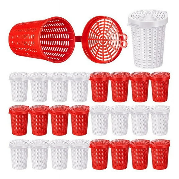 20 Pcs Fishing Bait Cage Trap Fish Lure Feeder Basket Plastic Bucket for Crawfish Shrimp Earthworm Crab Carp