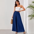 thumbnail image 7 of Summer Palazzo Pants for Women Dressy Casual Elastic High Waisted Wide Leg Chiffon Pants, XL, 7 of 7