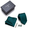 thumbnail image 2 of Conjunto de corbata para hombre,Conjunto de corbata para hombre Corbata de poliéster para hombre con clip y gemelos muy recomendado, 2 of 8