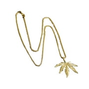 Mens Maple Leaf Hip Hop Pendant Necklaces Gold-color Alloy Couple's Necklace Jewelry