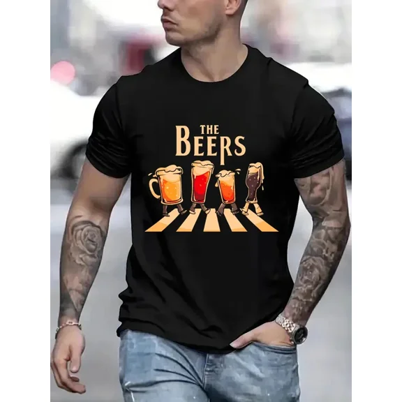 The Beers Printing Men Tee Shirts Breathable Brand Tops Street Fashion T-shirt Mens Casual Summer T Shirts Fashion Men T-shirts