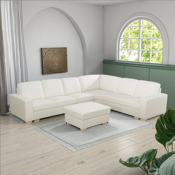 MAYEERTY 118" Flannel 8-Piece Soft Skin Free Splicing Living Room Sofa Set,Bule