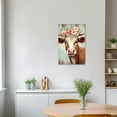 thumbnail image 3 of ZHONGYUTONG Cow Canvas Wall Art Brown Cow with Flower Picture Cute Animal Paintings Prints Vintage Artwork Rustic Farmhouse Wall Decor Framed (12.00" x 18.00"), 3 of 6