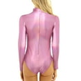 thumbnail image 6 of Long Sleeve Metallic Bodysuit Women Shiny Dance Leotard Turtleneck Latex Bodysuit, 6 of 6