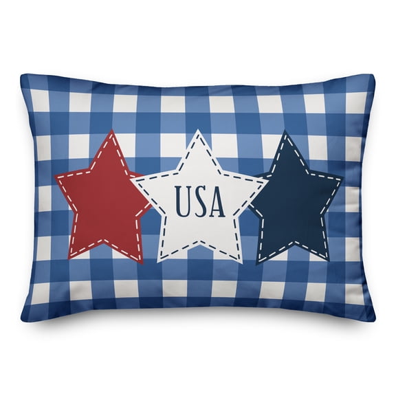 Creative Products Buffalo Check Patchwork Stars 14x20 Spun Poly Pillow