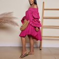 thumbnail image 2 of Vestido WOKANSE Lindo Babydoll con hombros descubiertos, holgado, rojo de verano, L, 2 of 7