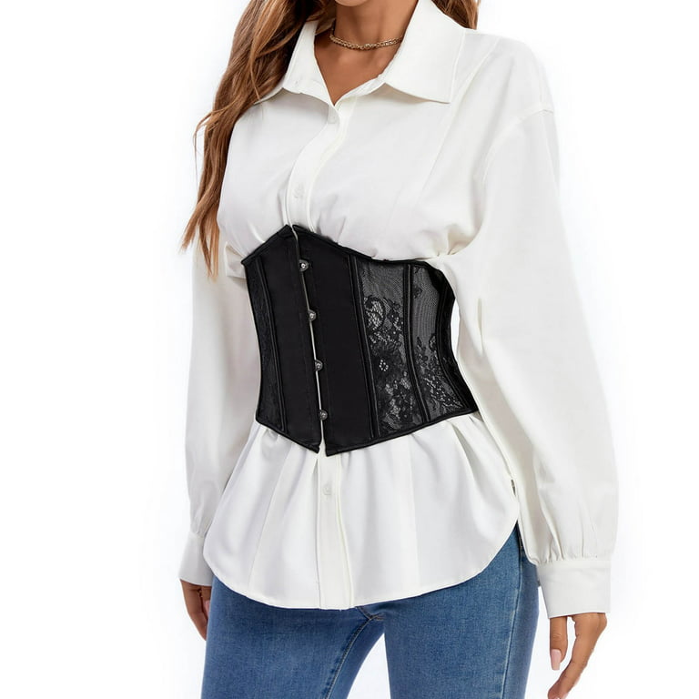 Lace Up Corset Top Blouse Women Sexy Bustier Corset for Slimming Corselet  Over Bust Bustier Top to Wear Out (Color : Black, Size : XX-Large) :  : Clothing, Shoes & Accessories
