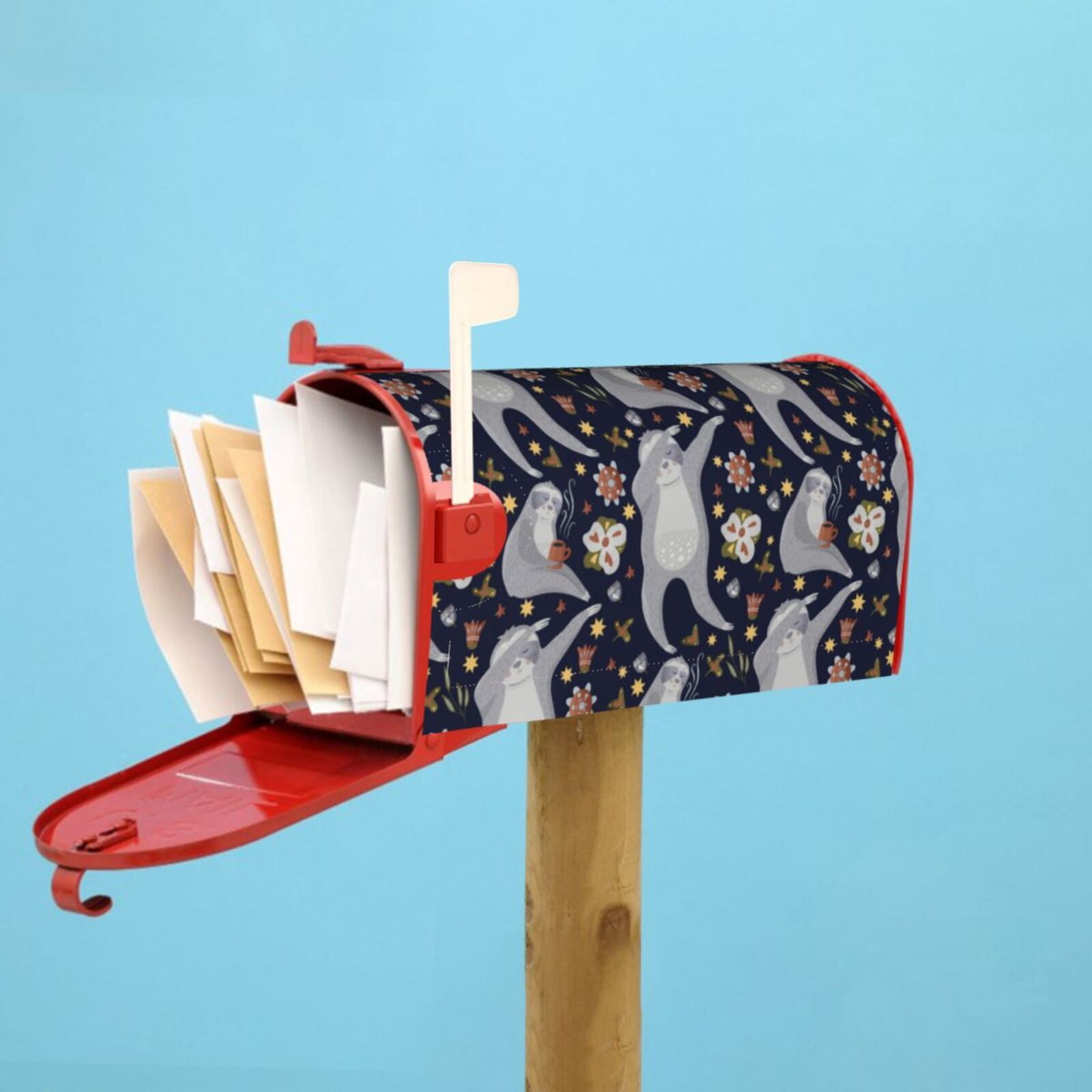 Logiee Sloths Dancing Print Post Letter Box Wrap Decor, Mailbox Cover Suitable for Standard Mailbox and Large Size Mailbox,Outdoor Yard Decoration-21x18 in