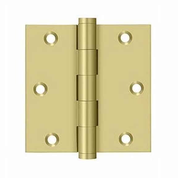 Deltana DSB353 3-1/2" x 3-1/2" Square Hinge; Bright Brass Finish