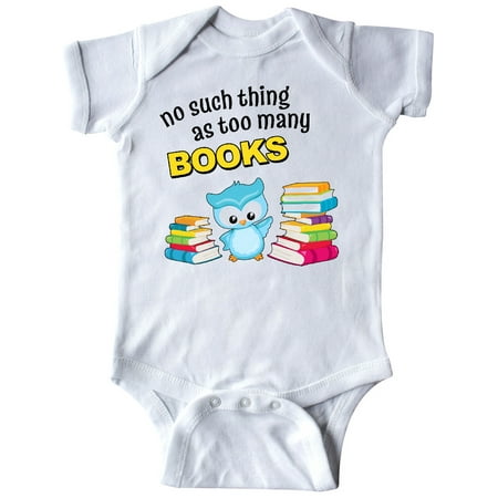 

Inktastic No Such Thing as Too Many Books with Cute Owl Gift Baby Boy or Baby Girl Bodysuit