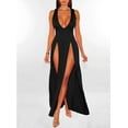 thumbnail image 3 of HLSOHJP Women's Double Slit Maxi Tank Dress Sleeveless Deep V-Neck Low Cut High Split Cover Up Long Bodycon Wrap Dress, 3 of 6