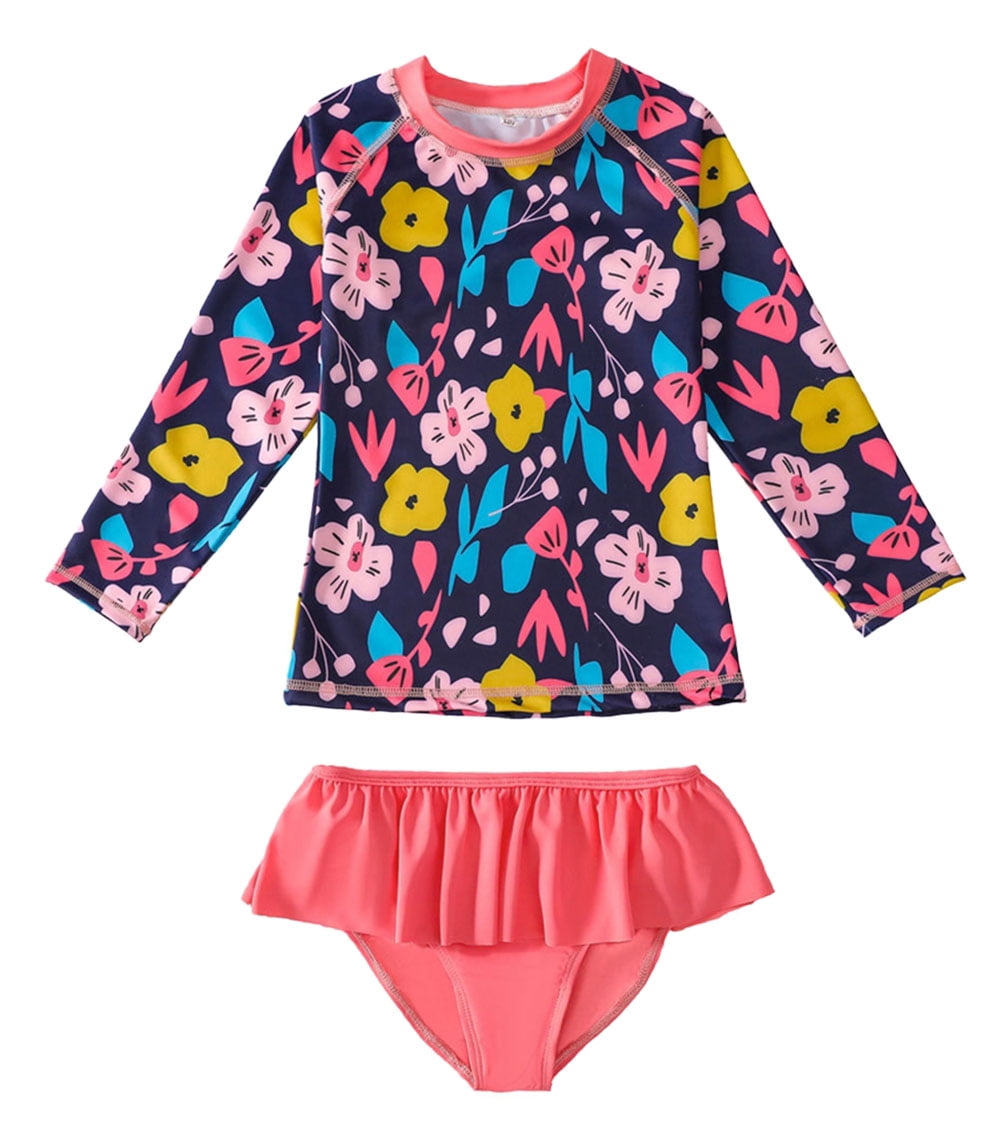SILVERCELL Toddler Little Big Girls Long Sleeve Assorted Rash Guar ...