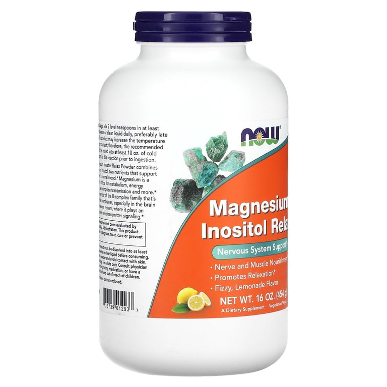 NOW Foods Magnesium Inositol Relax Powder, Lemonade Flavor
