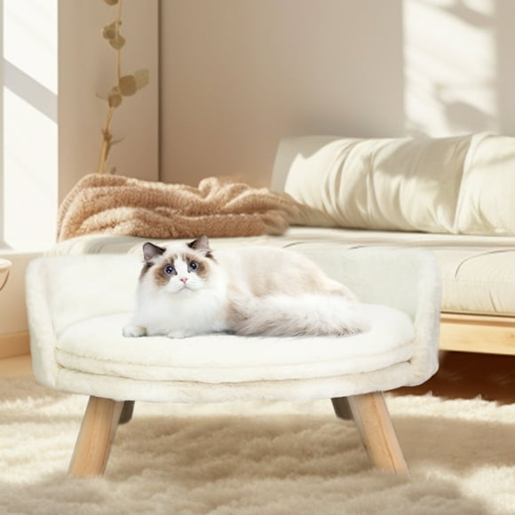 Wisfor Lit pour Animal Rond Surélevé Tabouret Nordique pour Animal avec Coussinet Douillet Imperméable pour Petit Chien Chaton