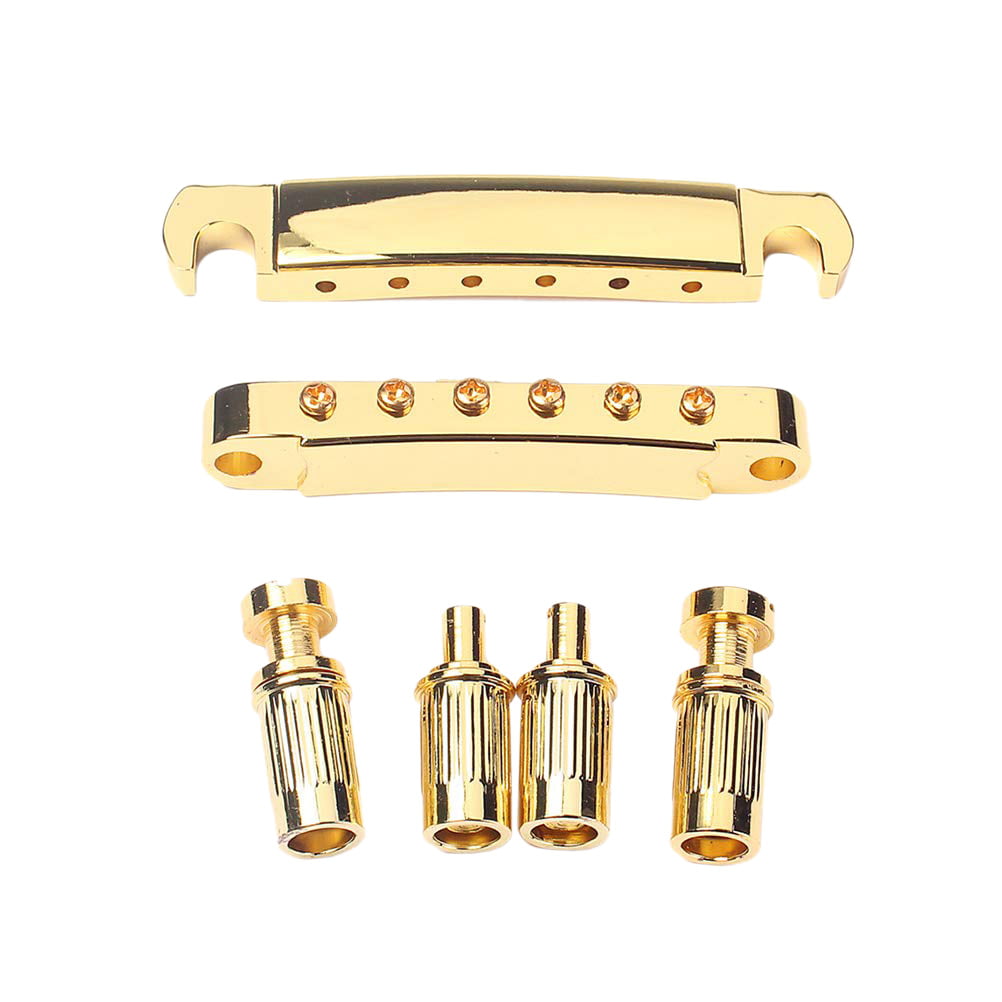 Set of Gold Roller Saddle Tune-Omatic Guitar Bridge Tailpiece for LP Electric Guitar Replacement Parts 