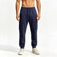 thumbnail image 4 of Men's Fleece Multi Pocket Sweatpants Loose Fit Cuffed Ankle Casual Joggers with Drawstring Elastic Waist Solid Color Lounge Trousers for Winter, 4 of 7