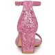 thumbnail image 3 of Sandalias De Tacón Grueso Con Correa En El Tobillo Y Brillo Para Mujer Rosa 6 EUA, 3 of 6