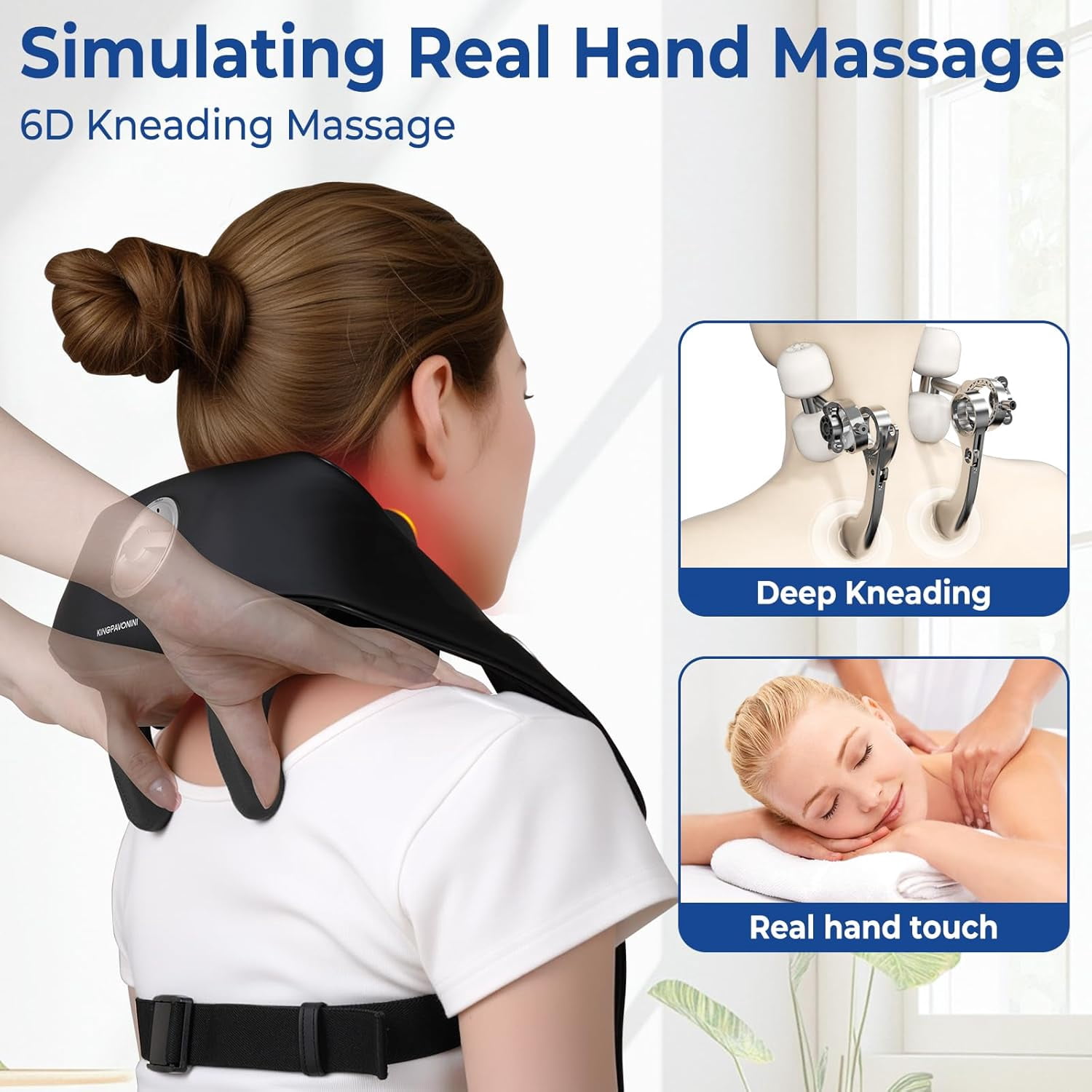 Width Adjustable Neck Massager with 5 Heat Zone, Wireless 6D Shiatsu Shoulder Massager for Pain Relief Deep Tissue, Massager for Neck and Shoulder Pain, Gifts for Men Women Dad Mom
