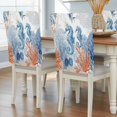 thumbnail image 2 of Sea Corals Seahorse Chair Covers Set of 6 Summer Beach Sea Stars Chair Back Covers Stretch Removable Washable Slipcovers Protector for Dining Room Kitchen Party Decor, 2 of 9