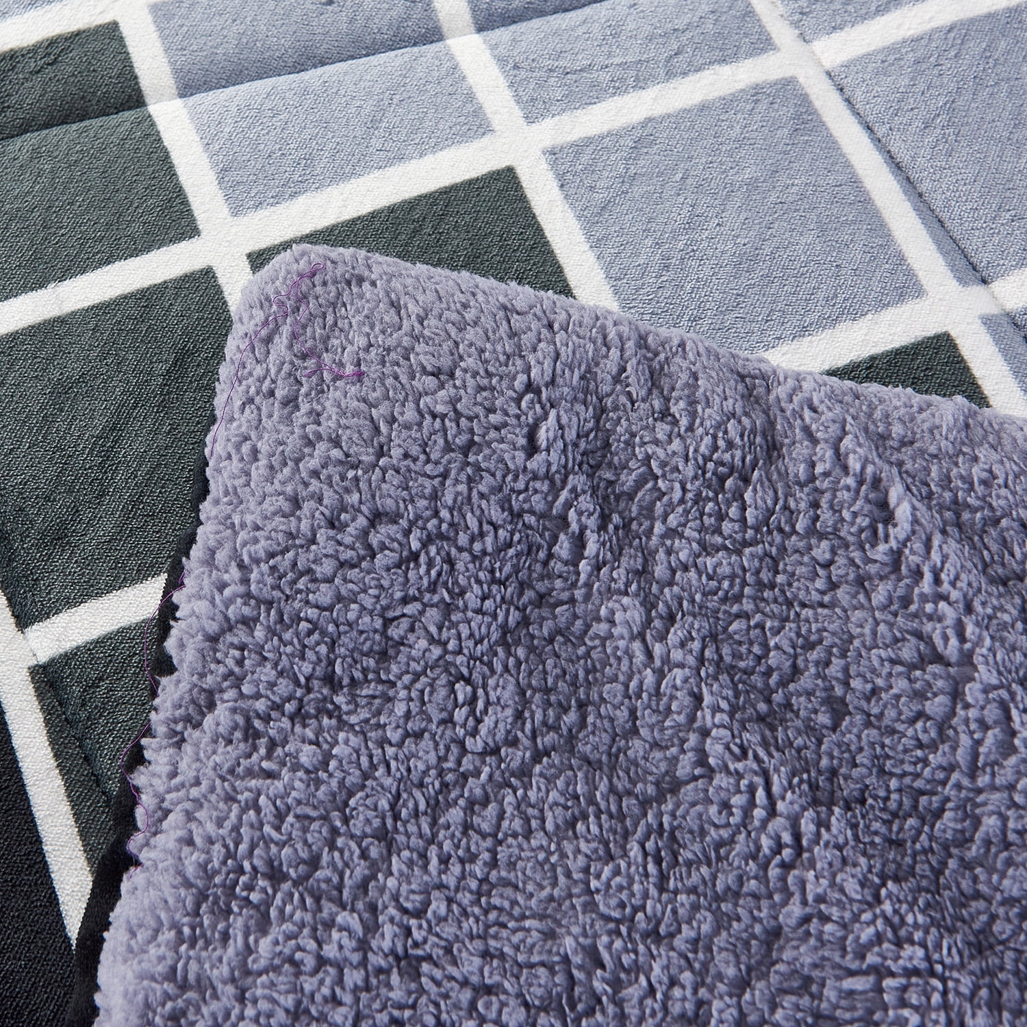 JML Plush Sherpa Bed Blanket, Fluffy & Soft, Reversible, Thick, King 79"x91",Black & Grey