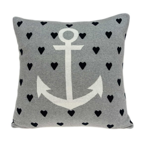 18" x 5" x 18" Nautical Blue Pillow Cover With Down Insert
