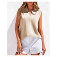 thumbnail image 6 of Tank Top for Women 2026 Summer Satin V Neck Pleated Sleeveless Blouses Casual Business Outfits Champagne Color M, 6 of 9