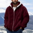 thumbnail image 2 of Mens Fuzzy Sherpa Jacket Fleece Long Sleeve Zip Up Coat Thermal Plush Winter Cozy Outwear Warm Coats Outdoor Fashion, 2 of 4