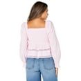 thumbnail image 2 of Celebrity Pink Women's Smocked Ruffle Long Sleeve Top, Sizes XS-XXXL, 2 of 5