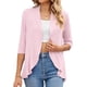 thumbnail image 1 of Blusa cubierta para mujer, chaqueta cubierta con dobladillo con volantes y manga tres cuartos de Color puro de verano, 1 of 5