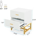 thumbnail image 4 of Tribesigns Striped 2-Drawer Nightstand: Modern End Table & Bedroom Organizer, White & Gold, 4 of 7