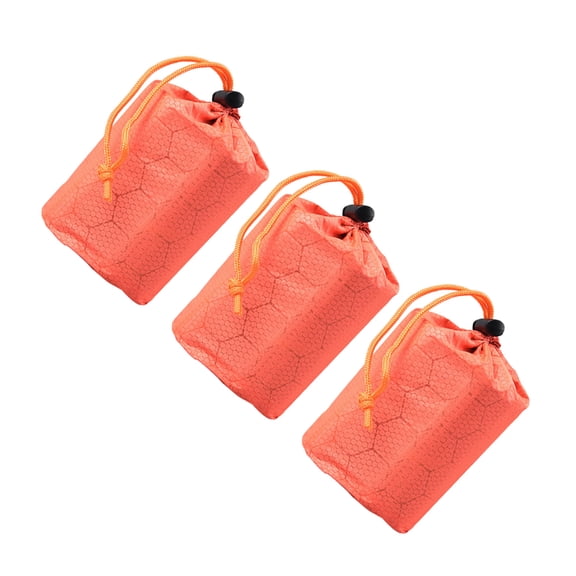 OULII 3Pcs Orange Waterproof Drawstring Camping Sleeping Bag Storage Bags Durable Portable Hiking Gear